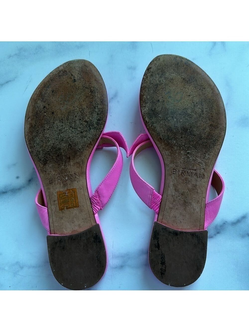 Alexandre Birman Pink Clarita Naked Leather Thong Sandals Size Italian 37 US 7 - Picture 10 of 13